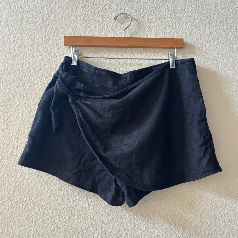 Anthropologie Linen Blend Wrap Skort